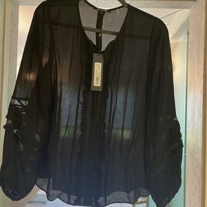 Kobi Halpern black silk blouse. Size S. But oversized.NWT